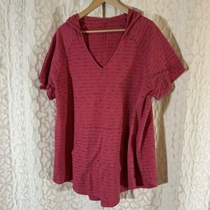 Lane Bryant Livi Short Sleeve Hoodie Hot Pink Size 22/24 Relaxed Fit